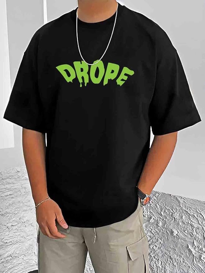 Men’s Black “DROPE” Skull Graphic Oversized T-Shirt – Streetwear Back Print Tee