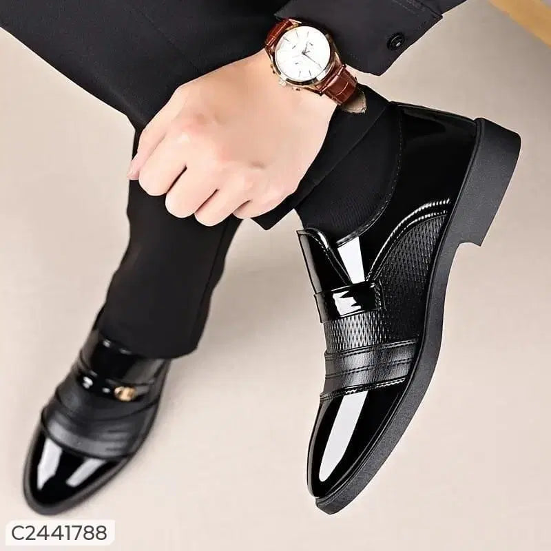 Men’s Formal Glossy Leather Loafers – Luxury Slip-On Dress Shoes