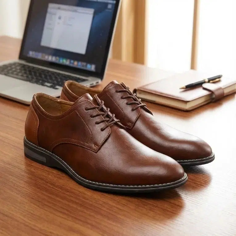 Men’s Premium Brown Leather Formal Shoes | Lace-Up Elegant Office & Party Wear