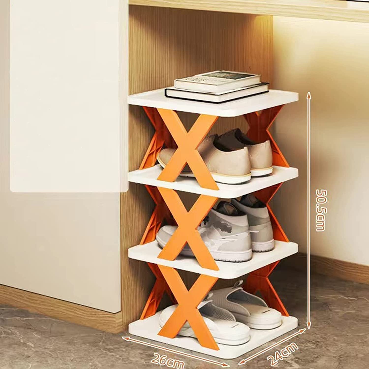4-Tier Foldable Shoe Rack | Space Saving Shoe Storage Organizer | Plastic Shoe Stand for Home Entryway, Bedroom & Closet