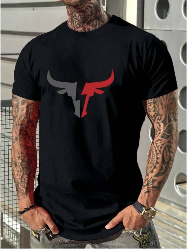 Men’s Black Bull Logo Graphic T-Shirt – Premium Slim Fit Tee