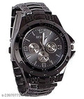 Black Stainless Steel Analog Watch for Men | Quartz Movement | Multi-Function Style Dial | Metal Strap | Casual & Formal Wrist Watch