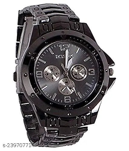 Black Stainless Steel Analog Watch for Men | Quartz Movement | Multi-Function Style Dial | Metal Strap | Casual & Formal Wrist Watch