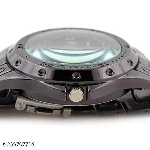 Black Stainless Steel Analog Watch for Men | Quartz Movement | Multi-Function Style Dial | Metal Strap | Casual & Formal Wrist Watch