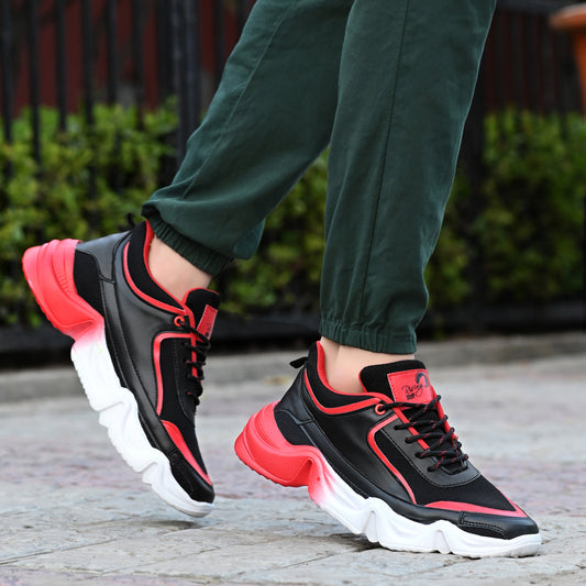 Ignite Crimson Chunky Sneakers – Black & Fire Red