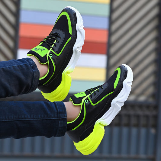 Neon Volt Chunky Sneakers – Stealth Black & Lime