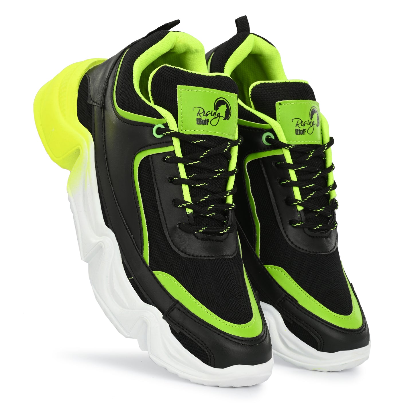Neon Volt Chunky Sneakers – Stealth Black & Lime