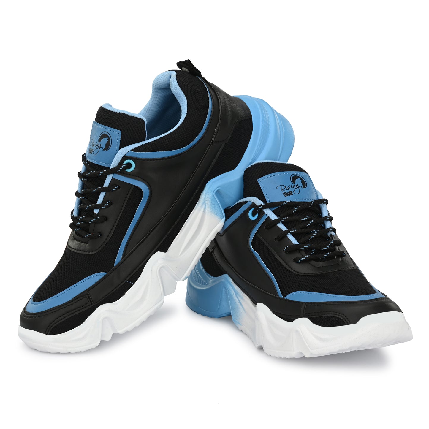 Electric Azure Chunky Sneakers – Midnight Black & Sky Blue