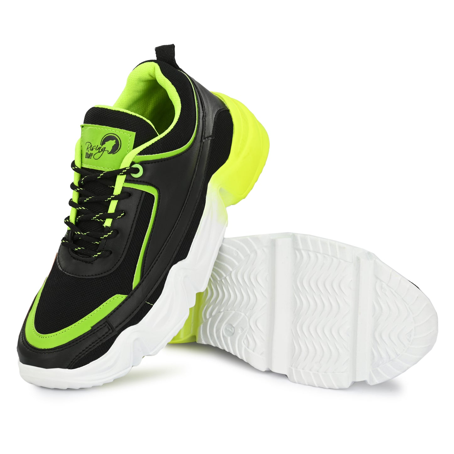 Neon Volt Chunky Sneakers – Stealth Black & Lime