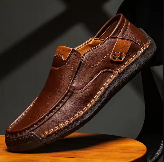 Hand-Stitched Premium Leather Slip-On Loafers