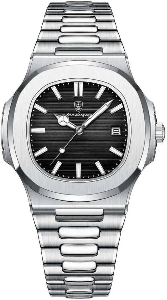 Men’s Luxury Silver Stainless Steel Analog Watch | Elegant Slim Design Wrist Watch