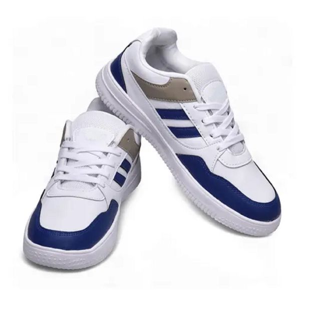 Men’s Stylish White & Blue Sneakers | Lightweight Casual Sports Shoes