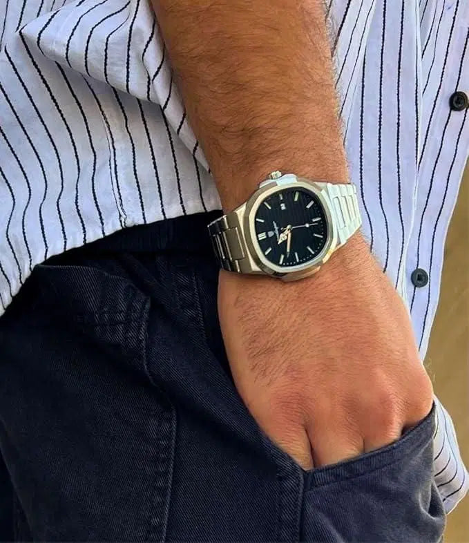 Men’s Luxury Silver Stainless Steel Analog Watch | Elegant Slim Design Wrist Watch