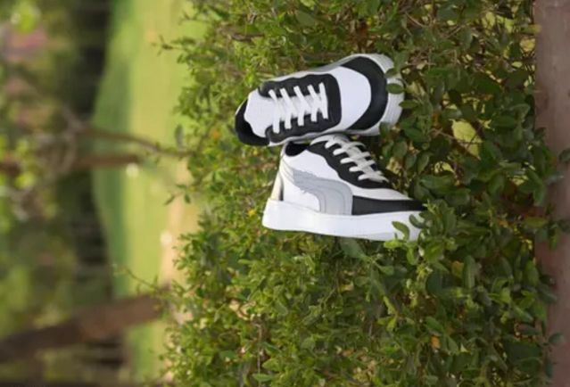 Men's White & Black Casual Sneakers | Lace-Up Low Top Shoes | Lightweight Everyday Walking Shoes | Comfortable Fashion Sneakers