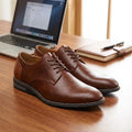 Men's Brown Formal Lace-Up Shoes | Faux Leather Office Dress Shoes | Lightweight Casual Business Footwear
